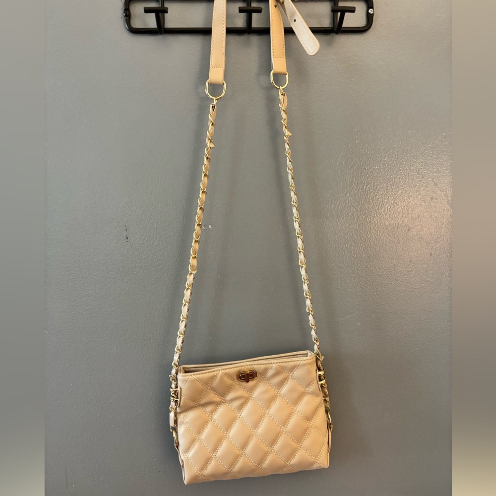 Cream Quilted Shoulder Bag